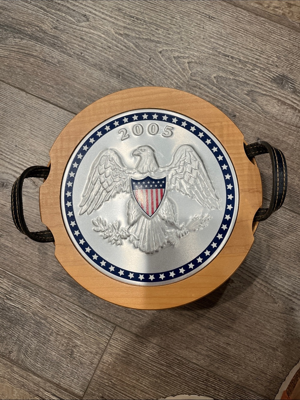 Longaberger Patriotic Eagle Serving Tray - 2005 Silver & Wood